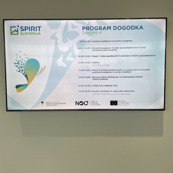 Zaslon s programom Zaključnega kongresa TKT