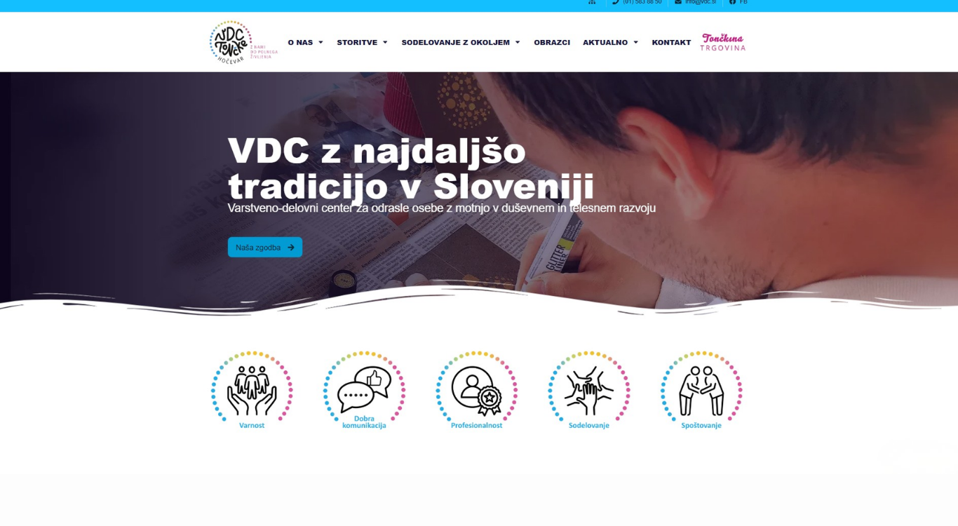 Prikaz naslovne strani VDC-ja Tončke Hočevar